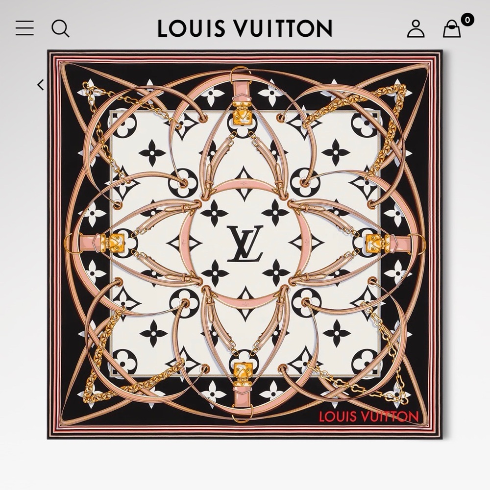 Louis Vuitton Black, Gold, and Cream Scarf